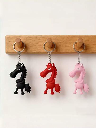 1pc 2026 New Year Fashion Horse Pendant | Black, Pink And Red Lucky Horse Year, Suitable For Bags, Keys And Car Decorations, Ideal Gift For Family And Friends, Made Of Zinc Alloy