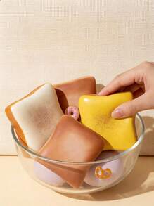 1pc Super Soft Butter Toast Squishy Stress Relief Squeeze Toy - Perfect Gift For Birthday, Holiday, Christmas, Halloween - Multicolor - View 4