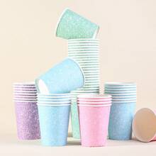 10pcs/20pcs Rainbow Luxury Pink/Purple/Blue/Green Glitter 9oz Paper Cups, Shiny Disposable Coffee Paper Cups, Multicolor Glitter Party Drink Cups, Suitable For Wedding, Birthday Party Decor, Holiday Party, DIY And Picnic, Elegant Tableware For Wedding Cocktail, Anniversary, Bridal Shower - Multicolor - View 4