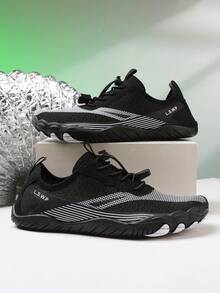 女士水上运动鞋，赤足速干沙滩游泳鞋，适合户外水上运动、健身房瑜伽训练，多功能平头鞋，适合徒步、跳绳、跑步 - 黑色 - 查看 9