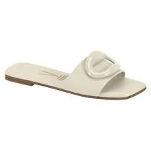 Vizzano Soft Leather Flat Slide Sandals With Modern Detail - Cream - View 3