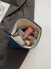 Denim Cosmetic Bag, Portable Travel Makeup Bag, Organizer Clutch Pouch Toiletry Bag Skincare Bag Wash Bag Toiletry Travel Bag Vacation Essentials For Women Travel Bags For Women Large Capacity Bag - Multicolor - View 10