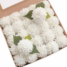 Artificial Dahlia Flowers 25pcs/50/75pcs/100pcs Real Looking Ivory Foam Fake Roses With Stems For DIY Wedding Bouquets White Bridal Shower Centerpieces Floral Arrangements Party Tables Home Decoration - 白色 - 查看 10