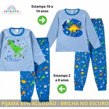 1 Set Of Children's Winter Pajamas For Boys, Ages 2-14, Long-Sleeved Sleepwear - 1 Top And 1 Pair Of Pants - 寶藍色 - 查看 1