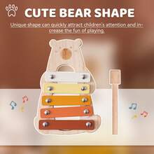 Cute Bear Xylophone Toy, Baby Auditory Stimulation Musical Enlightenment Five-Tone Xylophone Educational Toy, Trains Baby's Hand-Eye Coordination And Concentration, Christmas/Birthday Gift - Multicolor - View 4