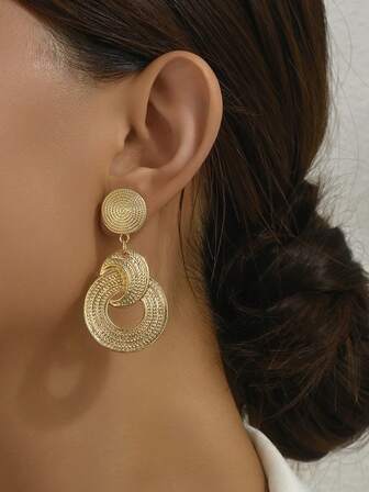 1 Pair Vintage Twisted Textured Earrings, Versatile Vacation Style Fashion Personalized Daily Wear For Women