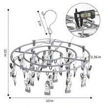 Estante de secado de ropa con 24 clips colgador para calcetines ropa interior sujetadores colgar hierbas ropa para secar - Gris (2 piezas) - Ver 3
