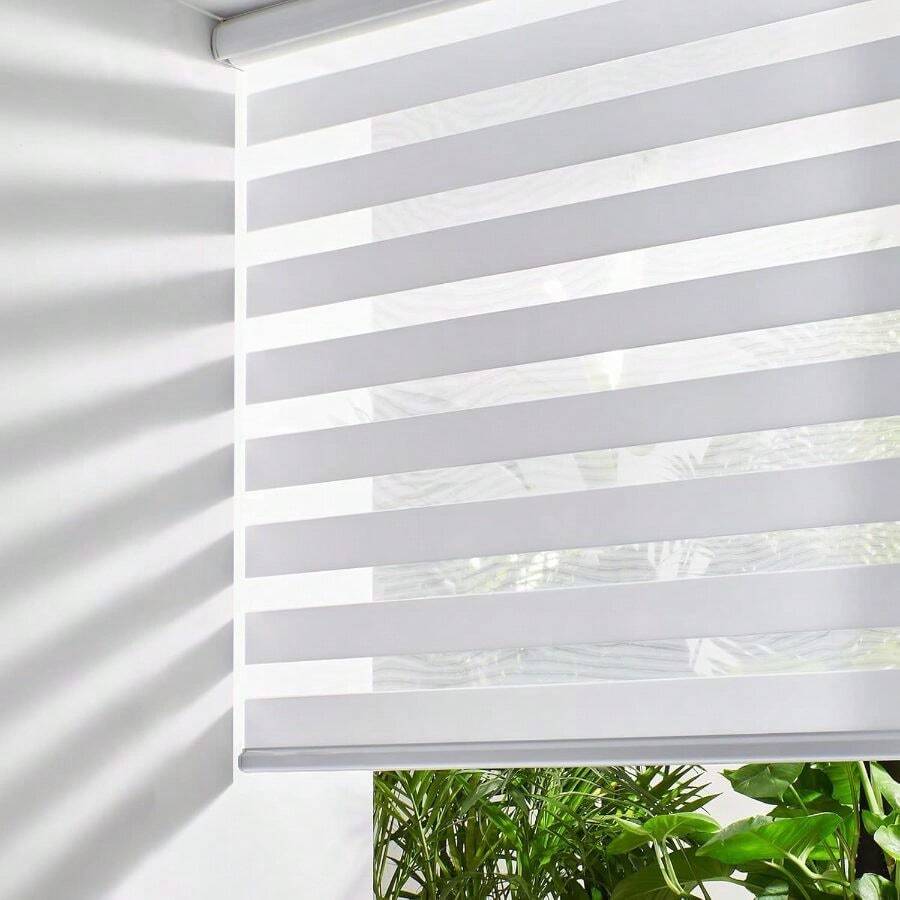 Cordless Zebra Blinds – Dual Layer Light Control Roller Shades For Day & Night, Light Filtering Sheer Shades, 24x72" (White) – Easy To Install For Home Windows - 40pcs - View 1