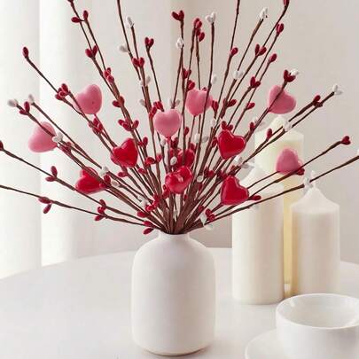 Valentine's Day Heart Berry Artificial Branches For Vase Decor