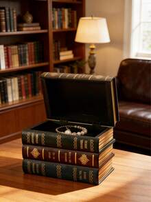 Scatola di legno vintage a forma di libro - Elegante organizer per gioielli e forniture per l'arte, decorazione da scrivania vintage multifunzionale realizzata a mano in colori assortiti - Multicolore - Visualizzare 11