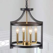 Lámpara de techo de color  y níquel para lámpara de comedor 4 luces semi empotradas convertible moderna colgante para entrada vestíbulo cocina a y recámara-003 - Negro y dorado - Ver 7