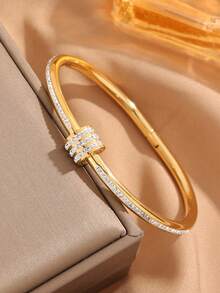 New Fashionable High-Quality Stainless Steel Women Bracelet Jewelry Set, Suitable For Daily Wear, Eid Al-Fitr Gift - Gold - View 9