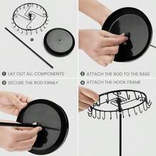 Black Rotating Jewellery Stand - Jewellery Display Stand For Necklace Storage/Earring Storage - Necklace Stand Jewellery Holder Tower Rack - Black - View 4