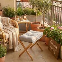 UnderDesk Footstool Chair Stool Rectangle Padded Rest Seat Pouffe Bamboo Legs - Multicolor - View 7