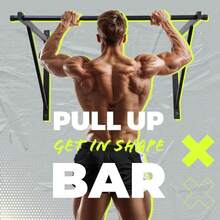 46'' Wall Mounted Pull Up Bar Chin Up Bar Doorway Exercise Bar Upper Body Gym Workout Bar Heavy Duty Training Fitness Home Heavy Duty 500lbs - Default - View 2