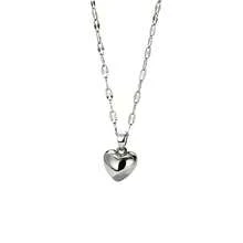 1件套光滑3D心形吊坠项链，女士情人节项链，金色心形颈链，日常佩戴项链 - 愛心吊墜項鍊 - 查看 7