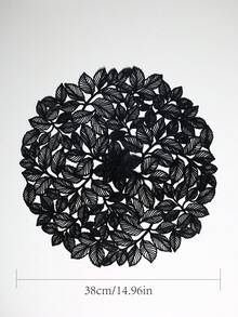 Manteles individuales con forma de hoja moldeados por inyección de PVC (1-12 piezas), manteles individuales de mesa creativos y minimalistas, elegantes manteles individuales redondos con forma de hoja negra (38 cm) - Antideslizantes, resistentes al calor y lavables, adecuados para la decoración del hogar bohemia y gótica - Negro - Ver 13