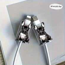 2D Acrylic Puppy Design Protective Case Compatible With Apple 18-20W Charger Adapter - Clear - View 7