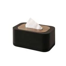 Wooden Grain Lid Luxury Tissue Box, Dust-Proof Tissue Paper Storage Box, Suitable For Bedroom Bedside, Office Desk, Dining Table, Living Room, Decorative Tissue Box (Black/White/Gray) - Multicolor - View 8