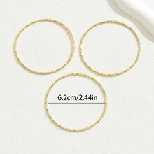 3 piezas Pulseras elegantes y brillantes con textura asimétrica para mujeres - Dorado - Ver 4