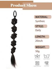 20 Inch Ponytail Synthetic Wigs Female Bubble Braid Natural Twist Braid Tie-Up Lantern Braid Suitable For Women's Daily Wear And Gatherings - Multicolor - View 6