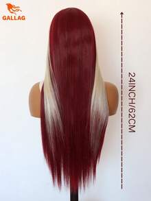 Red Brown 13x4 Synthetic Lace Front Wig 24 Inch Long Straight | For Daily Wear & Cosplay - Burgundy - View 4