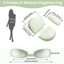 Cuscino ergonomico per la gravidanza a forma di U per un supporto ottimale delle future mamme - Verde pastello - Visualizzare 2