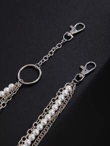 1件复古朋克摇滚风多层仿珍珠串珠几何十字链吊坠腰链，个性化设计，休闲简约，街头风，男女皆宜的时尚金属裤链礼物 - 褲鏈 - 查看 7