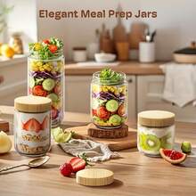 2/4 Stück 300ml (10oz) Gläser mit Deckeln, Overnight Oats Behälter, Glas Lebensmittelbehälter geeignet für Joghurt, Chiasamen, Snacks und Gewürze, Lebensmittelbehälter, Küchenorganisation, Glasgeschirr, Mahlzeitenvorbereitungsbehälter - Verschiedenfarbig - Übersicht 2