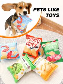 1pc Dog Toy Plush Squeaky Chew Toy With Potato Chip Pattern, Suitable For Small Dogs - Multicolor - View 10