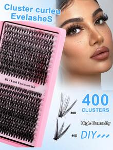 400簇假睫毛，0.07毫米粗，D卷度，俄式卷，30排，30D+40D+50D，长度10-16毫米混合，适合初学者，睫毛嫁接套装 - 可重复使用，自然款及角色扮演款3D假睫毛 - 藍色 - 查看 9
