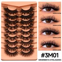 9对蓬松凌乱假睫毛，一盒三种款式，3D水貂毛假睫毛，自然卷翘，浓密交叉全条假睫毛，适合派对场合 - 交叉款 - 查看 10