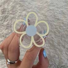 Funda de teléfono minimalista con flor amarilla pequeña y soporte, accesorio de teléfono unisex retráctil y creativo - Multicolor - Ver 11