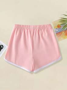 2件套少女休闲创意可爱水豚印花T恤+短裤套装，夏季假日 - 粉色 - 查看 8