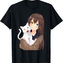 Kawaii Anime Girl Clothes Anime Clothing Kitty Neko Cat T-Shirt - Negro - Ver 1