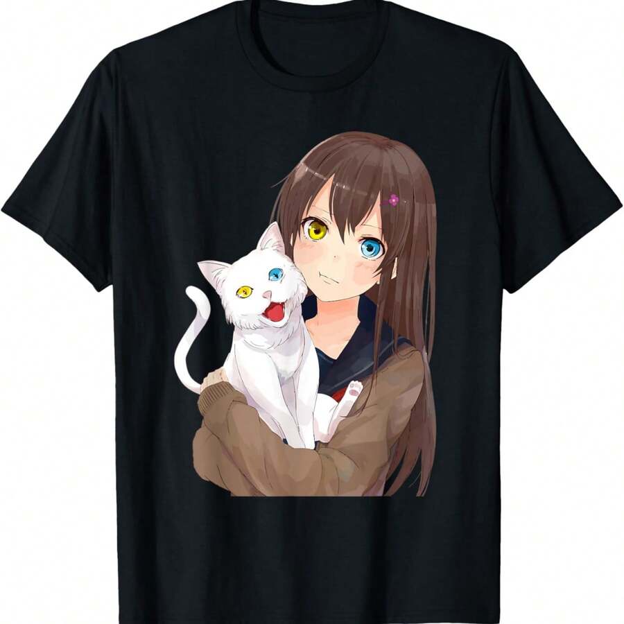 Kawaii Anime Girl Clothes Anime Clothing Kitty Neko Cat T-Shirt - Negro - Ver 1