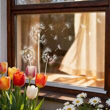 1/3pcs White Dandelion Window Clings Just Breathe Quote, Static Glass Stickers For Living Room Bedroom, Peel And Stick Vinyl Decals, Windows Anti Collision Window Decals,Spring Home Decor, Aesthetic Farmhouse - Dandelion - View 9