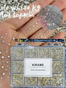 Bộ 3600 viên kim cương giả trong suốt KIRAME, kim cương tròn thủy tinh K9, kích thước hỗn hợp 1.3-6.4mm, dùng để trang trí móng tay, kèm theo 1 bút chấm, thích hợp cho việc tự làm móng, tiệm nail, dụng cụ làm móng, móng tay Giáng sinh, móng tay Năm mới, móng tay Ngày Valentine, quà tặng ngày lễ. - trắng - Xem 7