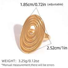 Uself 3pcs/1pc Stainless Steel Oval Rings, 18K Gold PVD Coated, High Quality Waterproof Jewelry For Women, Suitable For Daily Wear, Vacation, Beach - Multicolor - View 8