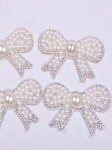 Bow Pearl White Stickers, Cute Pearl Bow Self-Adhesive Stickers, Fashion Decorative Stickers - Suitable Clothing, Shoes, Hats And Bags, Various Crafts Decoration, Decoration GJKA - 多色的 - 查看 1