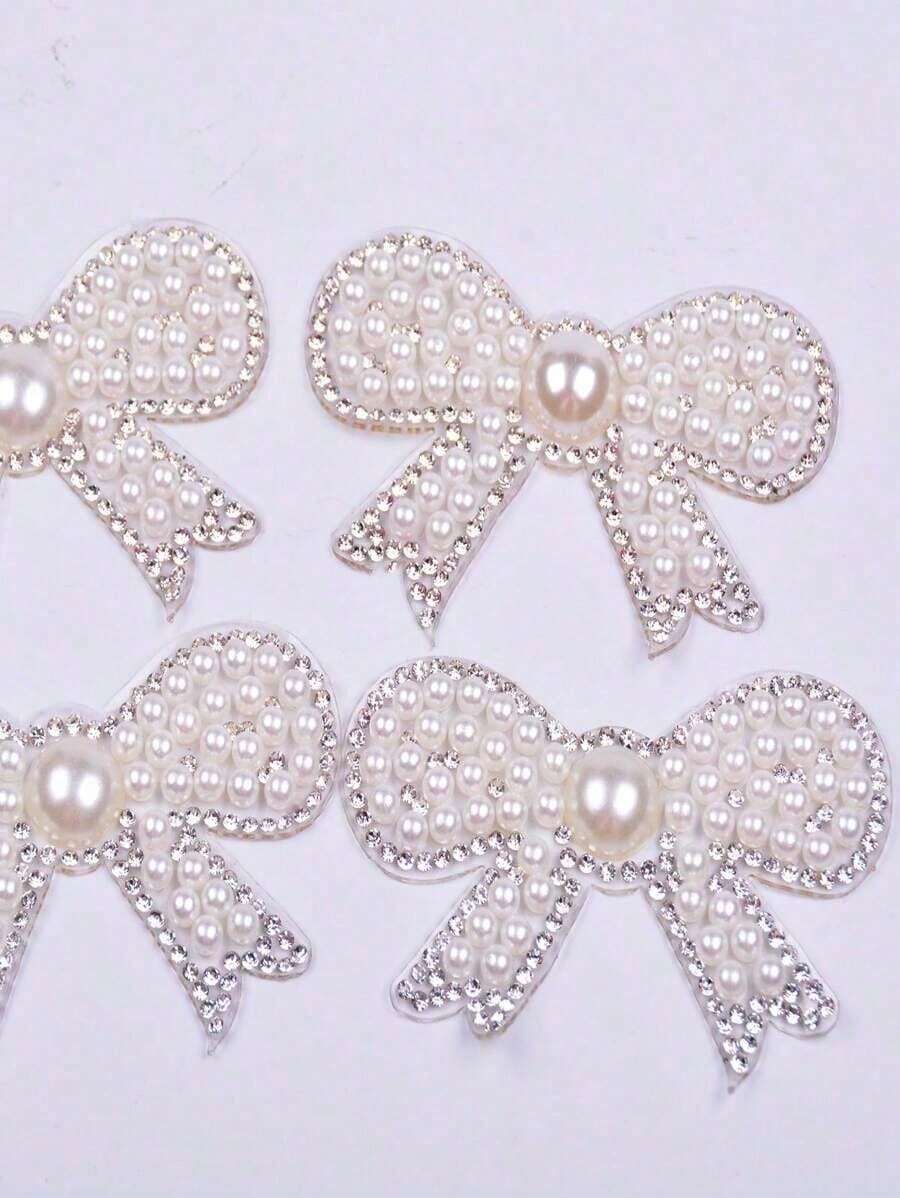 Bow Pearl White Stickers, Cute Pearl Bow Self-Adhesive Stickers, Fashion Decorative Stickers - Suitable Clothing, Shoes, Hats And Bags, Various Crafts Decoration, Decoration GJKA - 多色的 - 查看 1