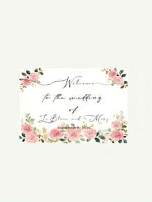 Cartel de bienvenida personalizable | Adecuado para eventos de boda, recepciones y ocasiones especiales - Autoportante, rectangular, en inglés, diseño plano - Multicolor - Ver 8