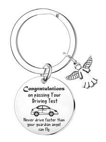Casual Zinc Alloy Cute & Elegant New Driver Keychain, Unisex Driving Gift For Daughter, Son, Parents Guardian Angel Car Key Chain - Silver - View 3