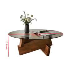 Coffee Tables For Living Room-Triangle Glass Coffee Table With Irregular Wooden Base End Table,Mid-Century Modern Abstract End Table,For Study Room Office Hotel Balcony((31.5 X 31.5 X 12.2 Inch)) - Quả óc chó - Xem 3