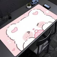 New Mouse Pad Pink Pig Extended Gaming Mousepad Kawaii Cartoon Desktop Mat With Stitched Non-Slip Rubber Base Cute Keyboard Pad (1).Jpg - 彩色 - 查看 8