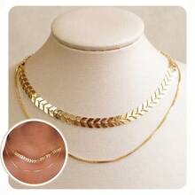 Presente Colar Choker Gargantilha Escama Feminino Banhado a Ouro 18K - Dourado - Visão 7