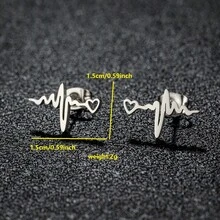 1 Paar modische herzförmige Wellen-Ohrstecker, schwarze Edelstahl Stethoskop-Ohrringe, geeignet als Geschenk für weibliche Ärzte und Krankenschwestern - B-GED020 - Übersicht 7