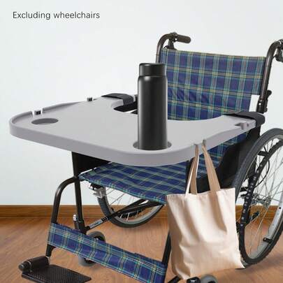 SHIOUCY 80kg/176.37lbs Gray Wheelchair Table Board, Wheelchair Table, Wheelchair Lap Tray With Cup Holder