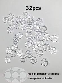 32 Nail Crystal Transparent Enlarged Mother Keycap Stickers, Nail Typing Artifact Keyboard Stickers, Nail Typing Assistant With Raised 3D Long Nails, Dedicated Transparent Decoration That Does Not Damage Nails, Transparent DIY Keyboard Cap Self-Adhesive Office Mother Nail Protection, Transparent Glass Material, (With Free Round Seamless Nano Transparent Adhesive) - Clear - View 10