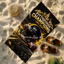 1pc Pittsburgh Football Helmet Design Beach Towel, Super Soft Microfiber Extra Large Beach Blanket, Super Absorbent Bath Towel, Suitable For Travel, Pool, Diving, Surfing, Yoga, Camping, Available In Multiple Sizes, Beach Accessories For Beach, Pool, Travel, Camping, Yoga Bathroom Decor - A - View 13